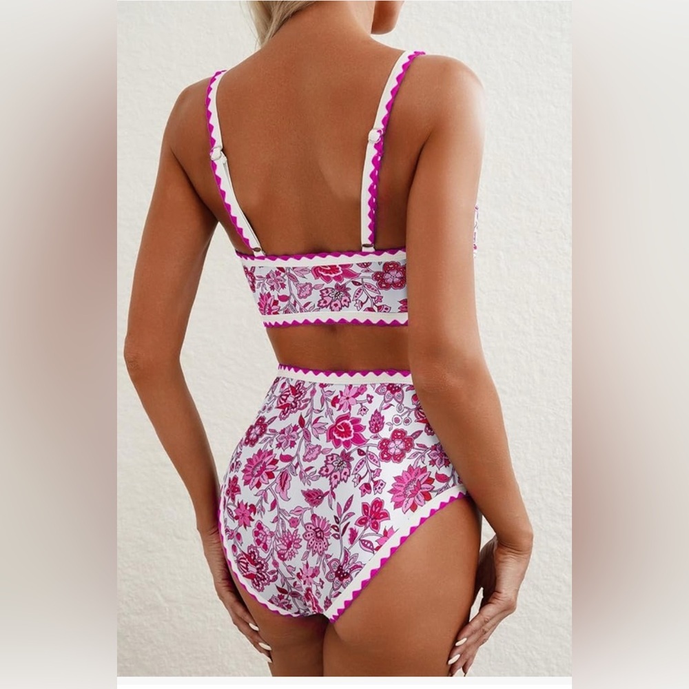 Bikini Floral Print Whip Stitch
Elegant High Waisted Scoop 
2025 season
XL - Picture 4 of 8